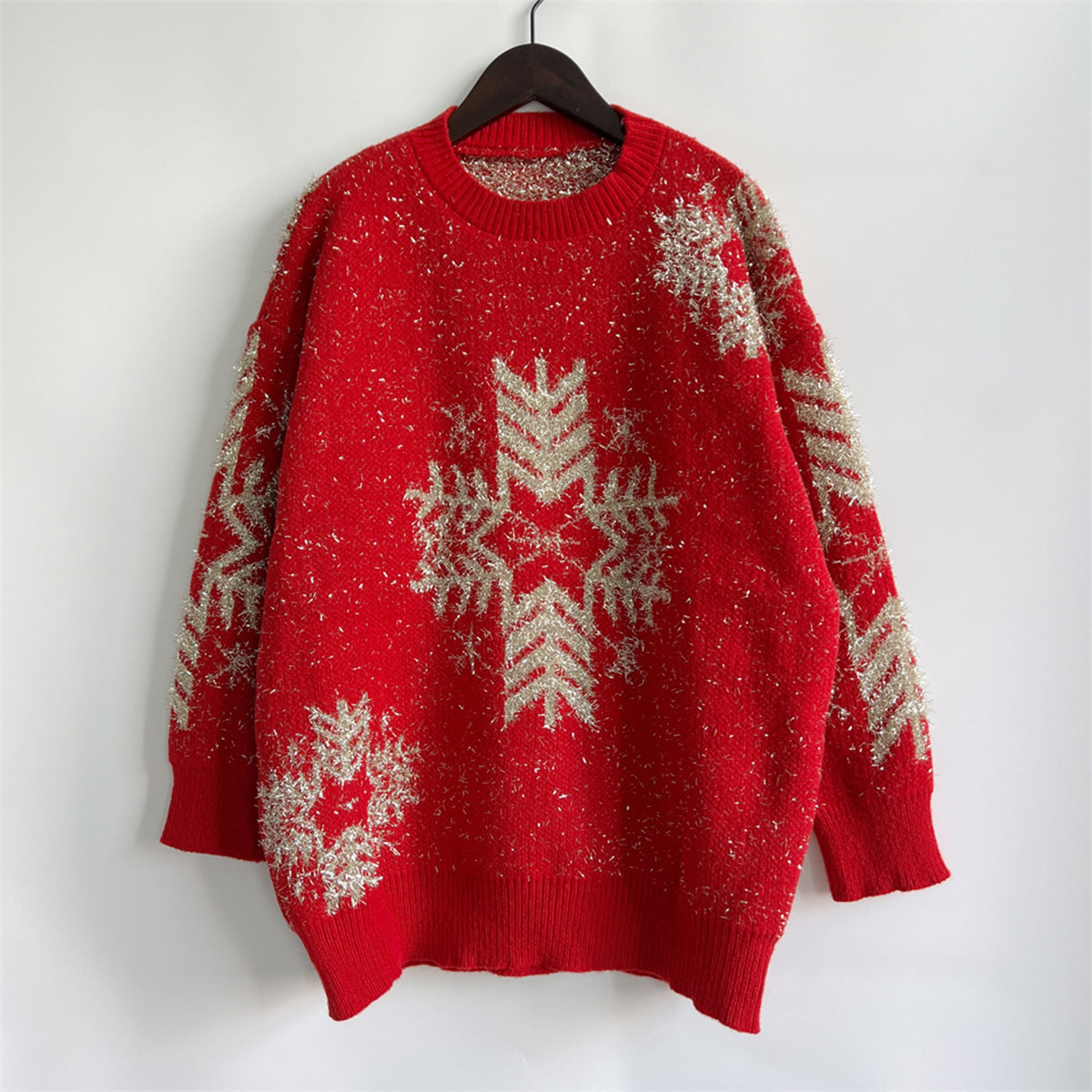 Snowflake Pattern Long Sleeve Sweater - Fashorio