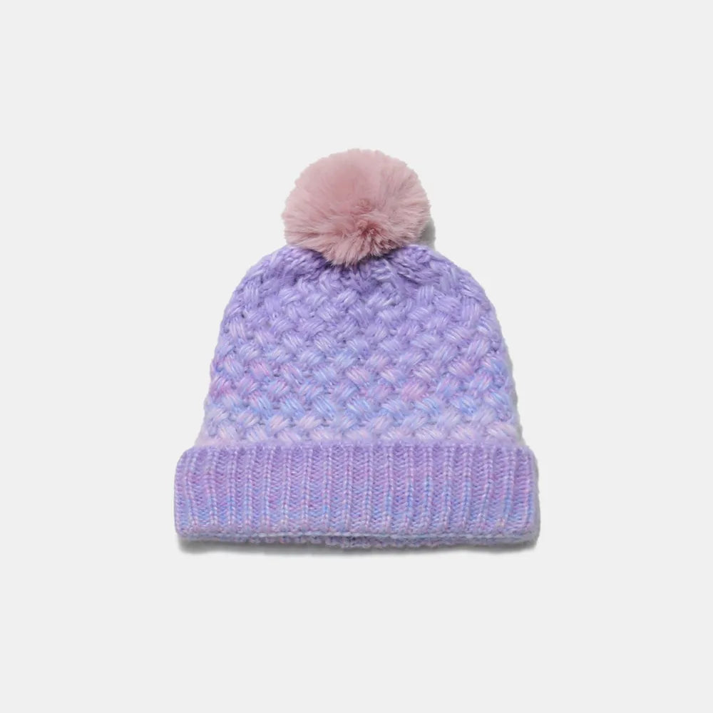 Gradient Knit Hat with Pompom - Fashorio