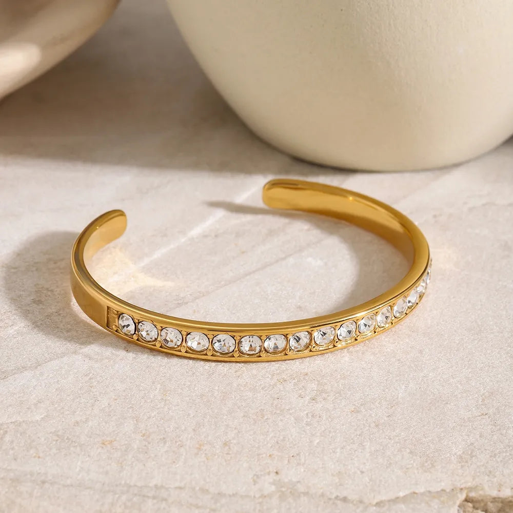 Stainless Steel Inlaid Zircon Bracelet - Fashorio