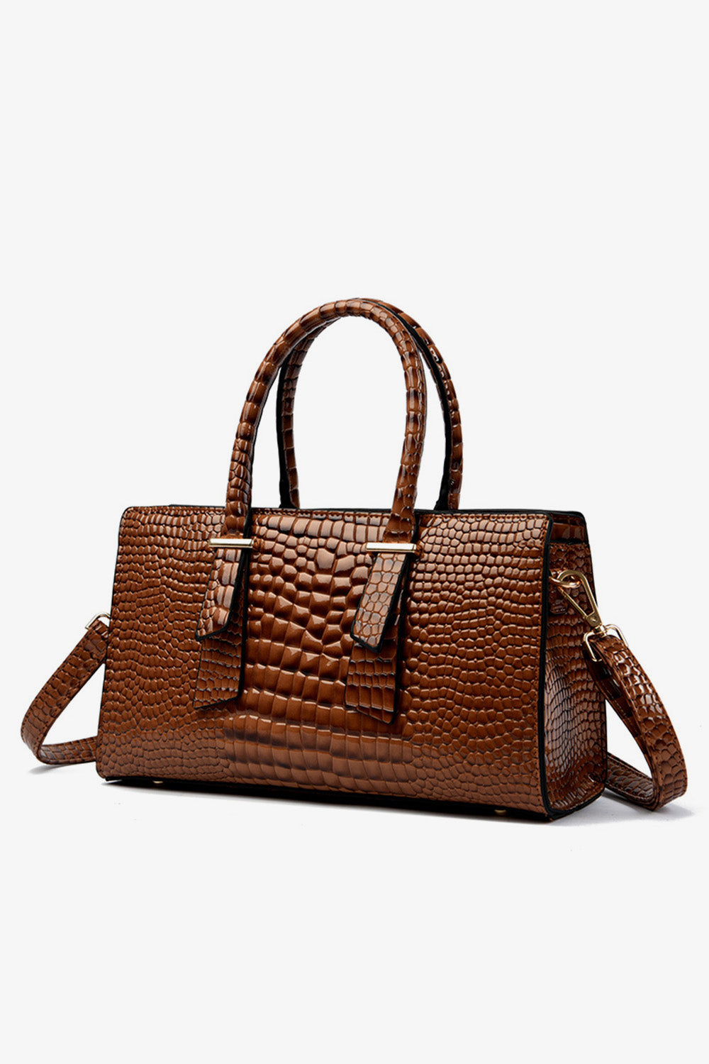 Textured PU Leather Handbag - Fashorio