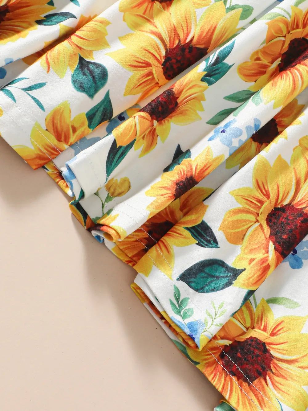 Kids Sunflower Print Round Neck Long Sleeve Dress - Fashorio