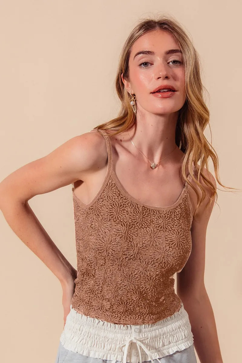 SO ME Two Tone Floral Seamless Tank Top - Fashorio
