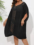 Crochet Trim V-Neck Beach Cover Up Dress Black One Size - Fashorio