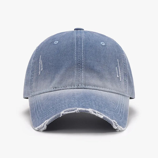 Distressed Washed Adjustable Baseball Cap Dusty Blue One Size - Fashorio