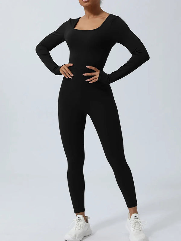 Twisted Backless Long Sleeve Jumpsuit Black - Fashorio