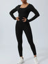 Twisted Backless Long Sleeve Jumpsuit Black - Fashorio