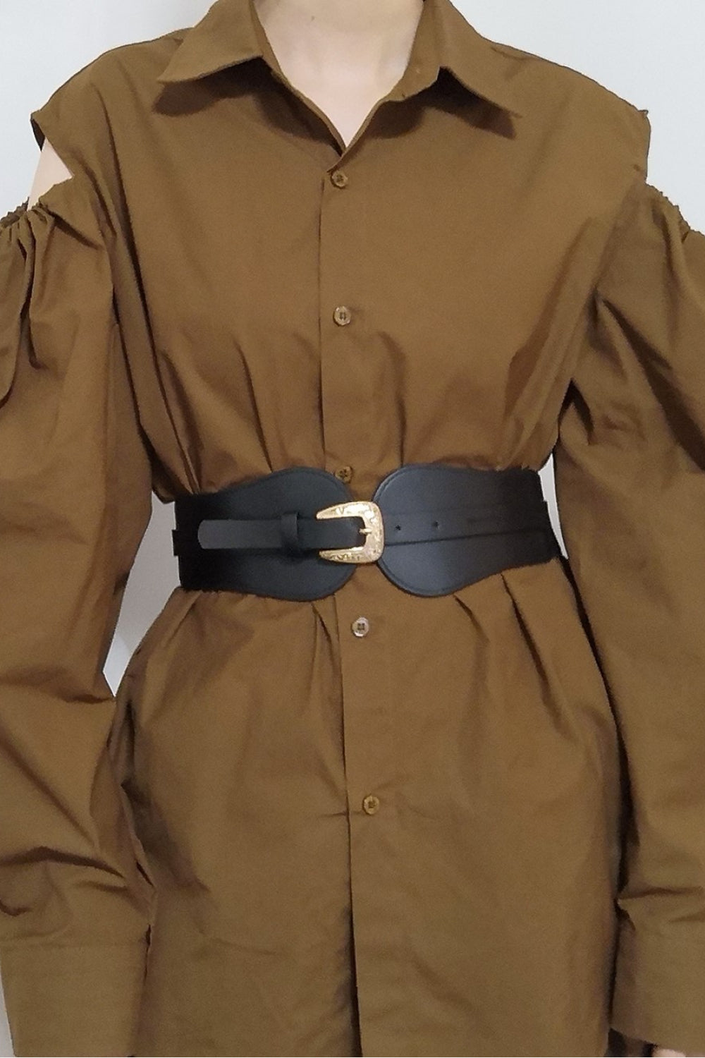 Wide Elastic Belt with Alloy Buckle - Fashorio