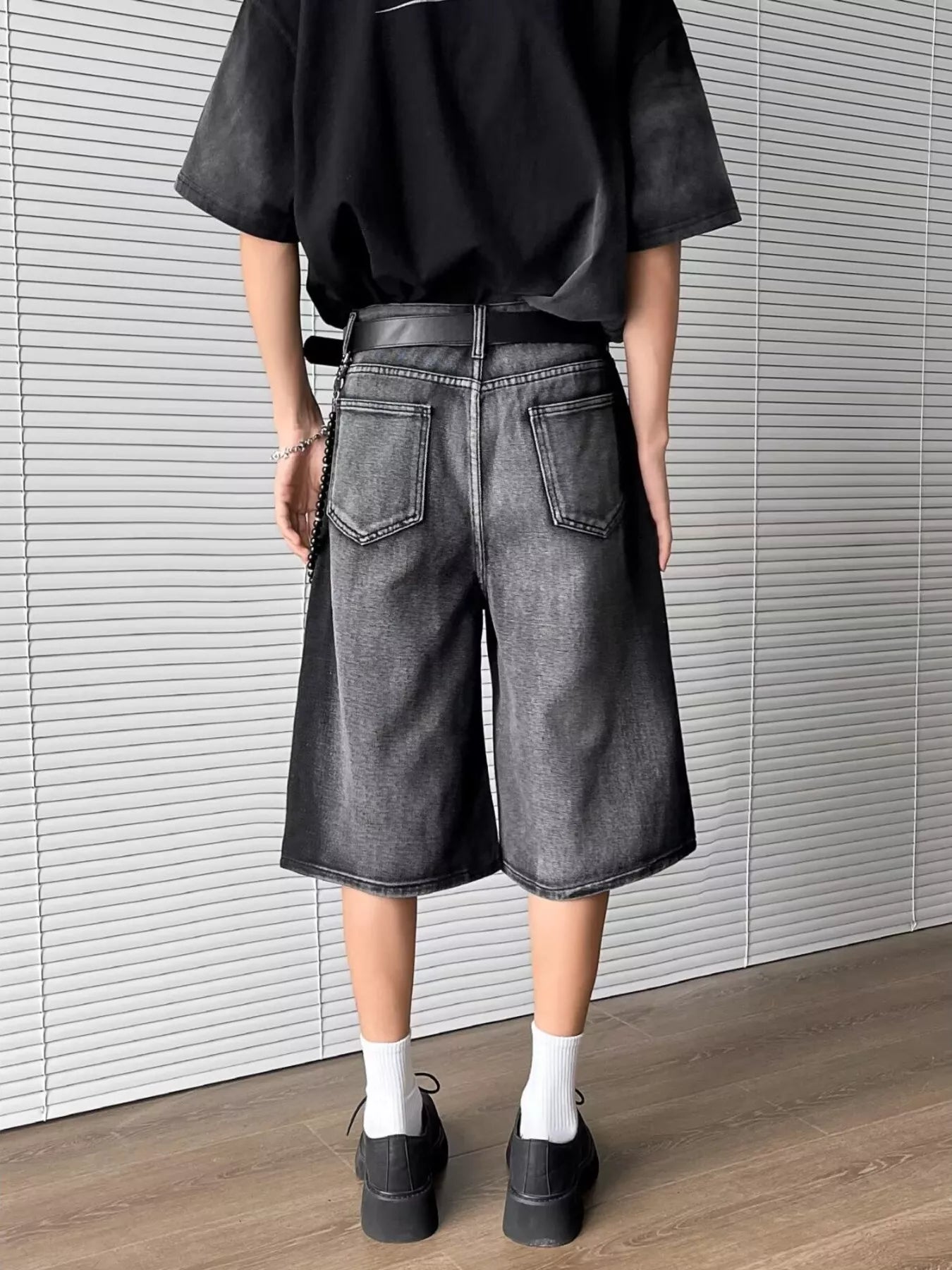 Men's Full Size Distressed Wide Leg Denim Shorts Plus Size - Fashorio
