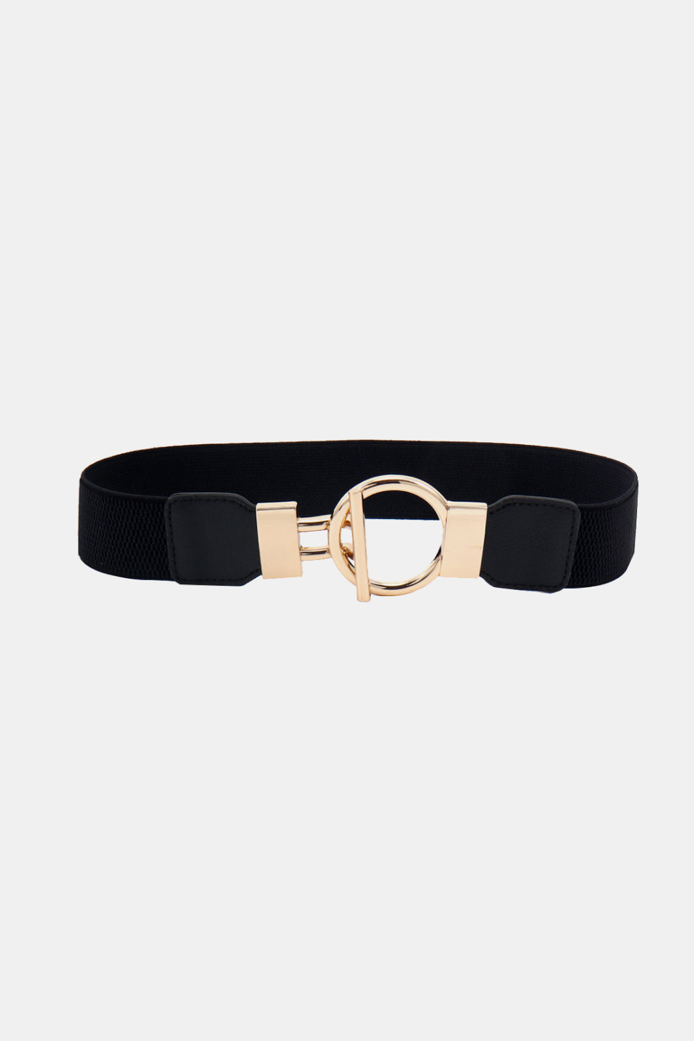 Circle Shape Buckle Zinc Alloy Buckle PU Leather Belt Black One Size - Fashorio