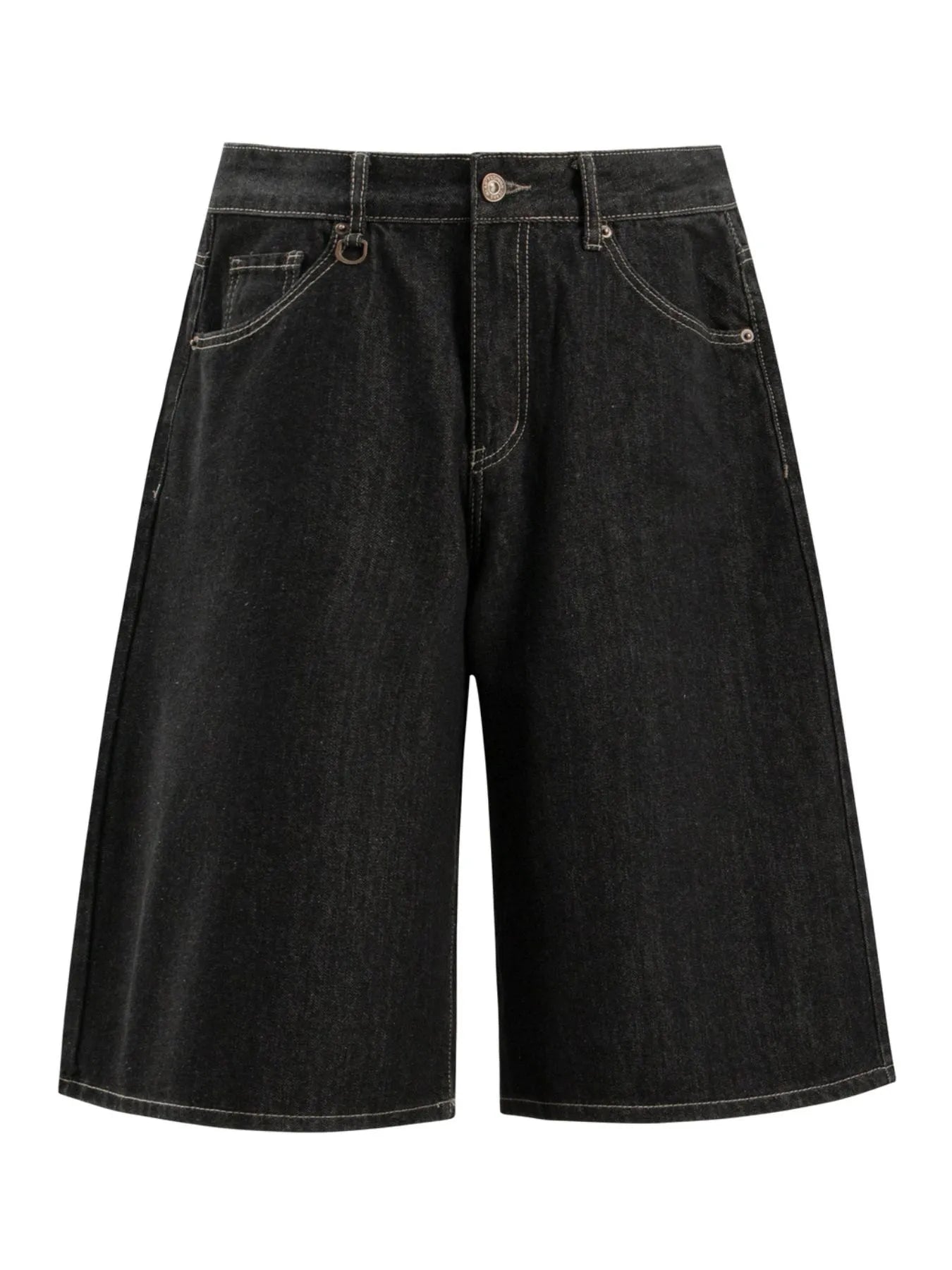 Men's Pocketed Loose Fit Denim Shorts Black - Fashorio