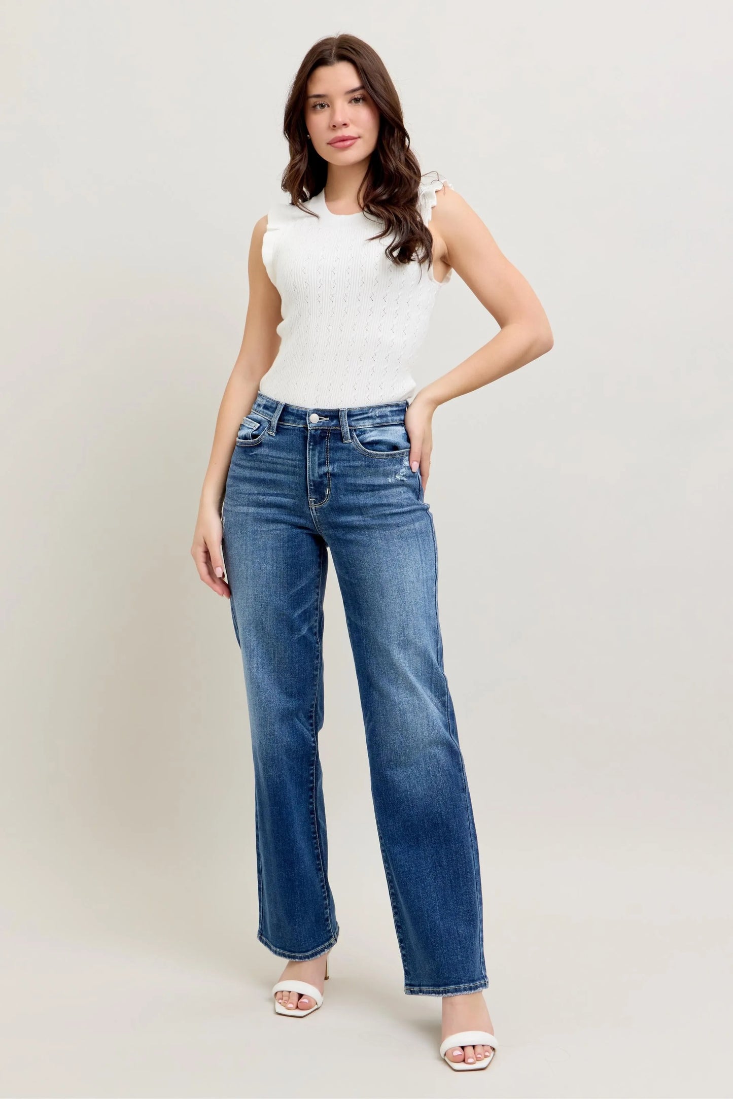 Judy Blue Full Size High Waist 90's Straight Leg Jeans Plus Size - Fashorio