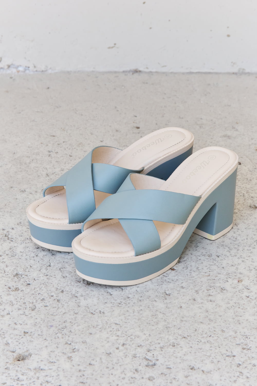 Weeboo Cherish The Moments Contrast Platform Sandals in Misty Blue - Fashorio
