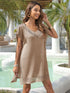 Crochet Trim Beach Cover Up Dress Dust Storm One Size - Fashorio
