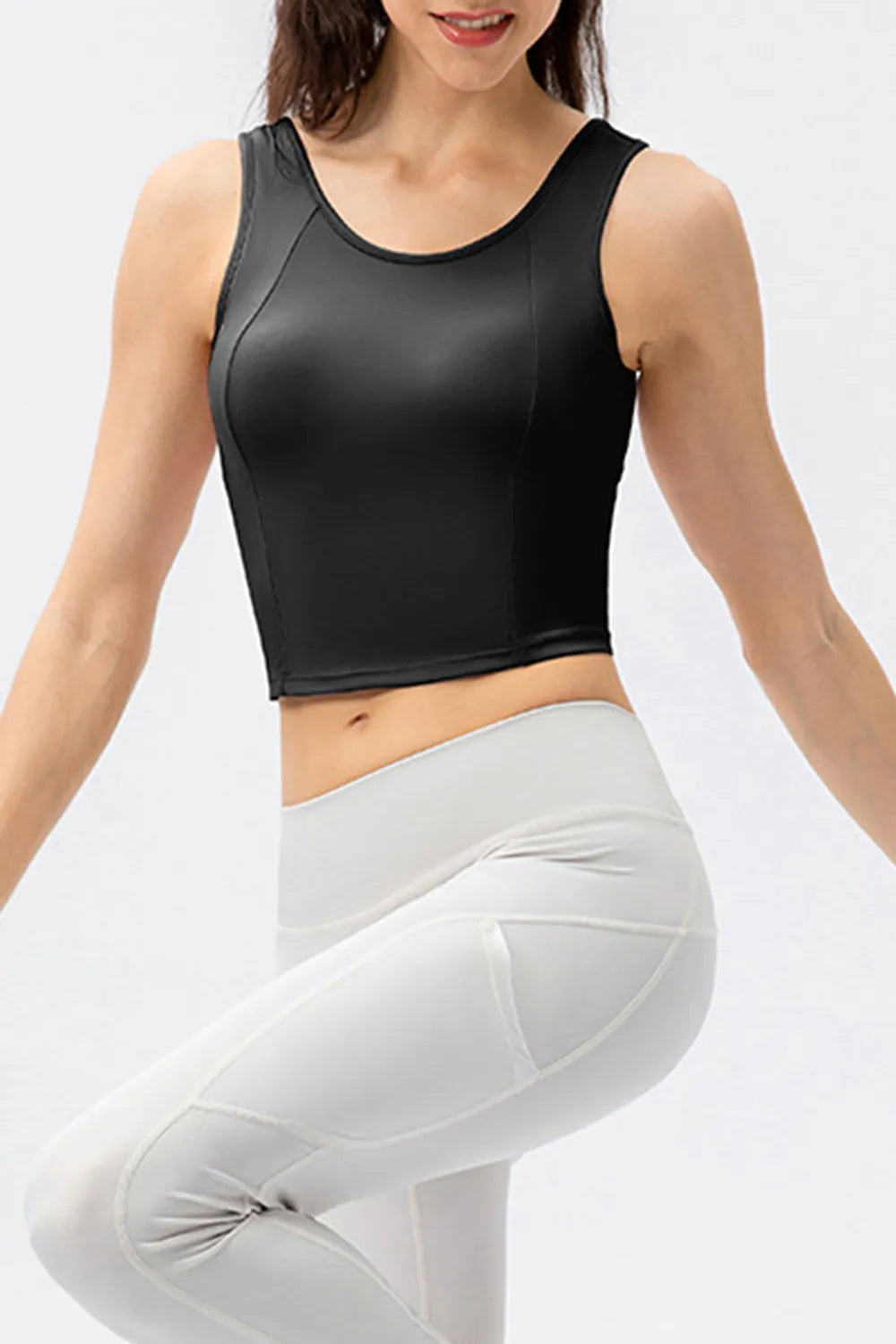 Round Neck Wide Strap Active Tank - Fashorio