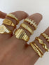 10-Piece 18K Gold-Plated Geometric Ring Gold One Size - Fashorio