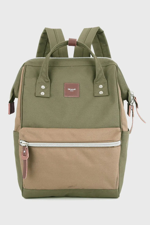 Himawari Water Resistant Canvas Backpack Bag with Side Pockets Mocha Army One Size - Fashorio