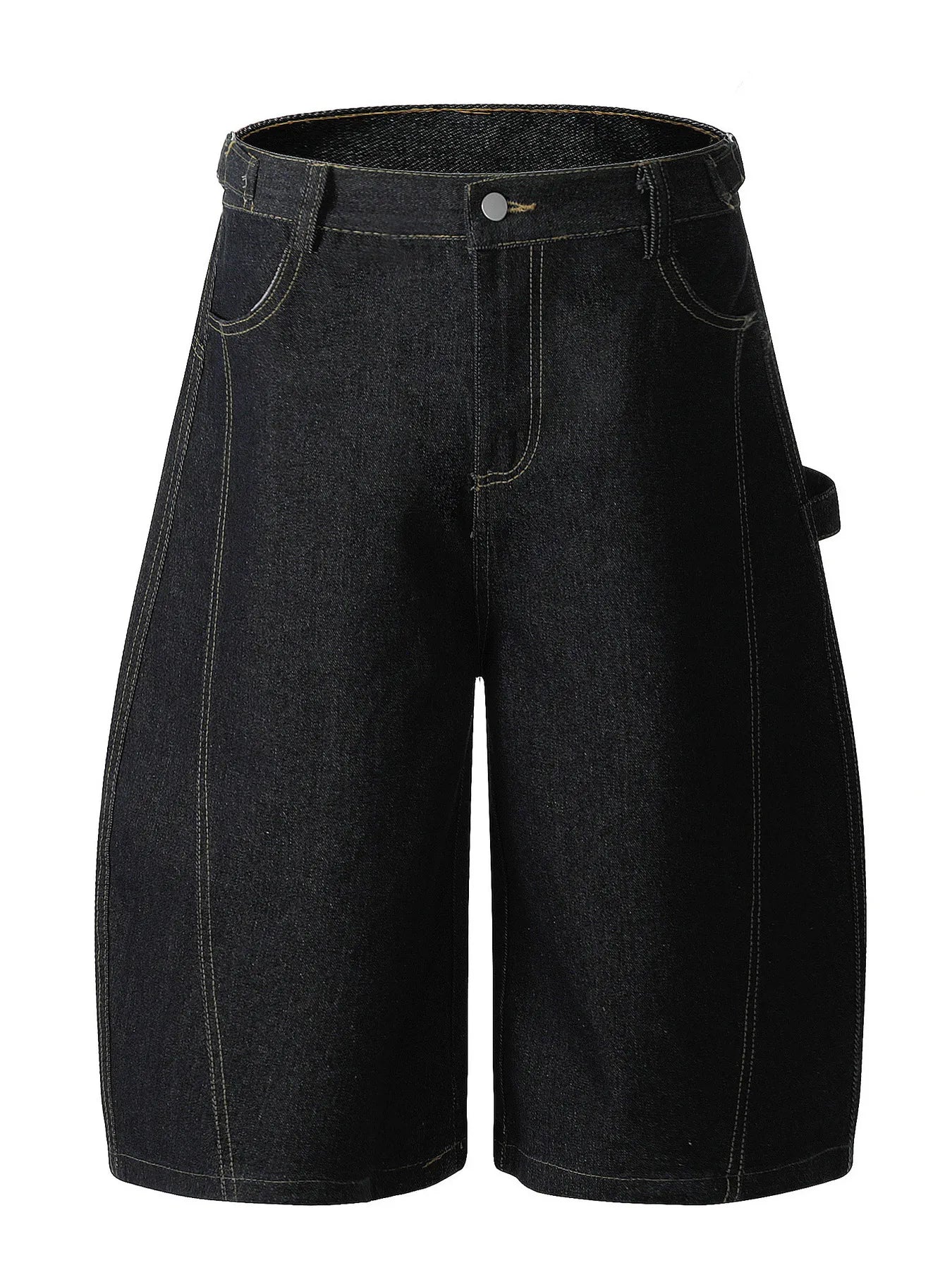 Men's Wide Leg Denim Shorts Black - Fashorio