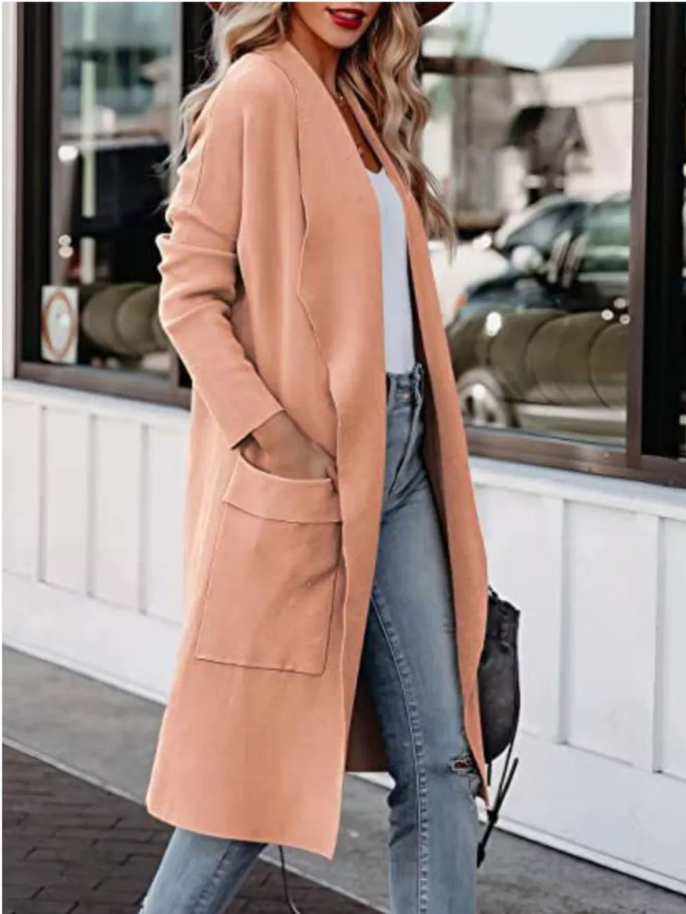 Open Front Dropped Shoulder Outerwear - Fashorio