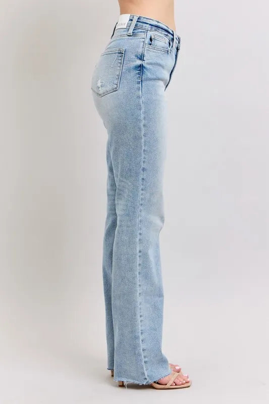 Judy Blue Full Size Mid Rise Light Wash Dad Jeans Plus Size - Fashorio