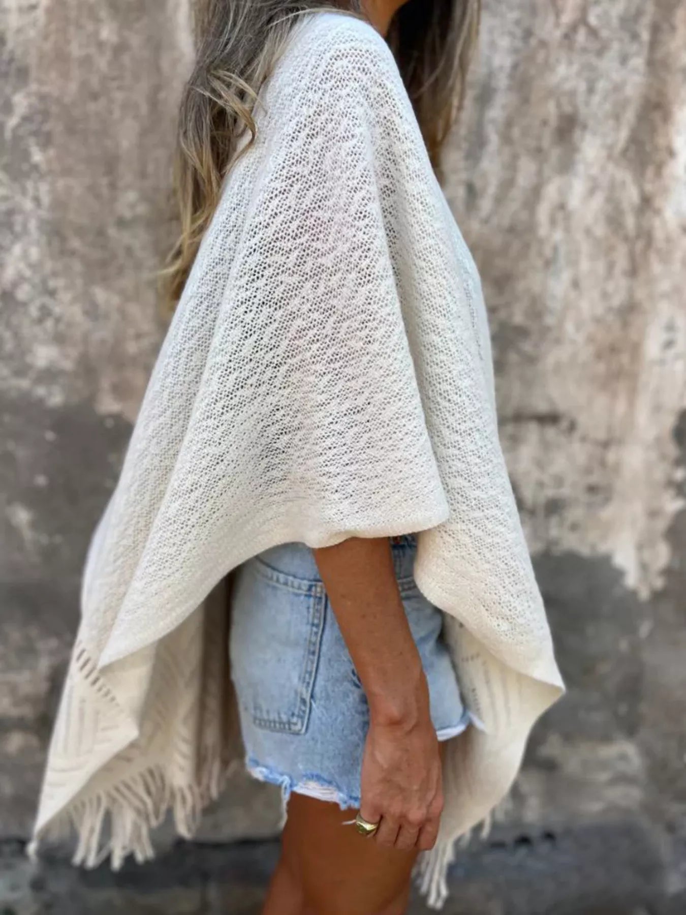 Fringe Open Front Cardigan - Fashorio