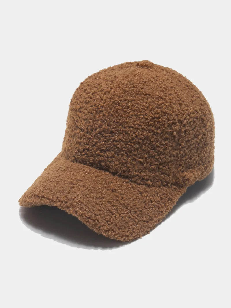Sherpa Solid Color Baseball Cap Brown One Size - Fashorio