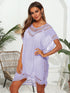 Bohemian Crochet Trim Beach Cover Up Dress Pink Purple One Size - Fashorio