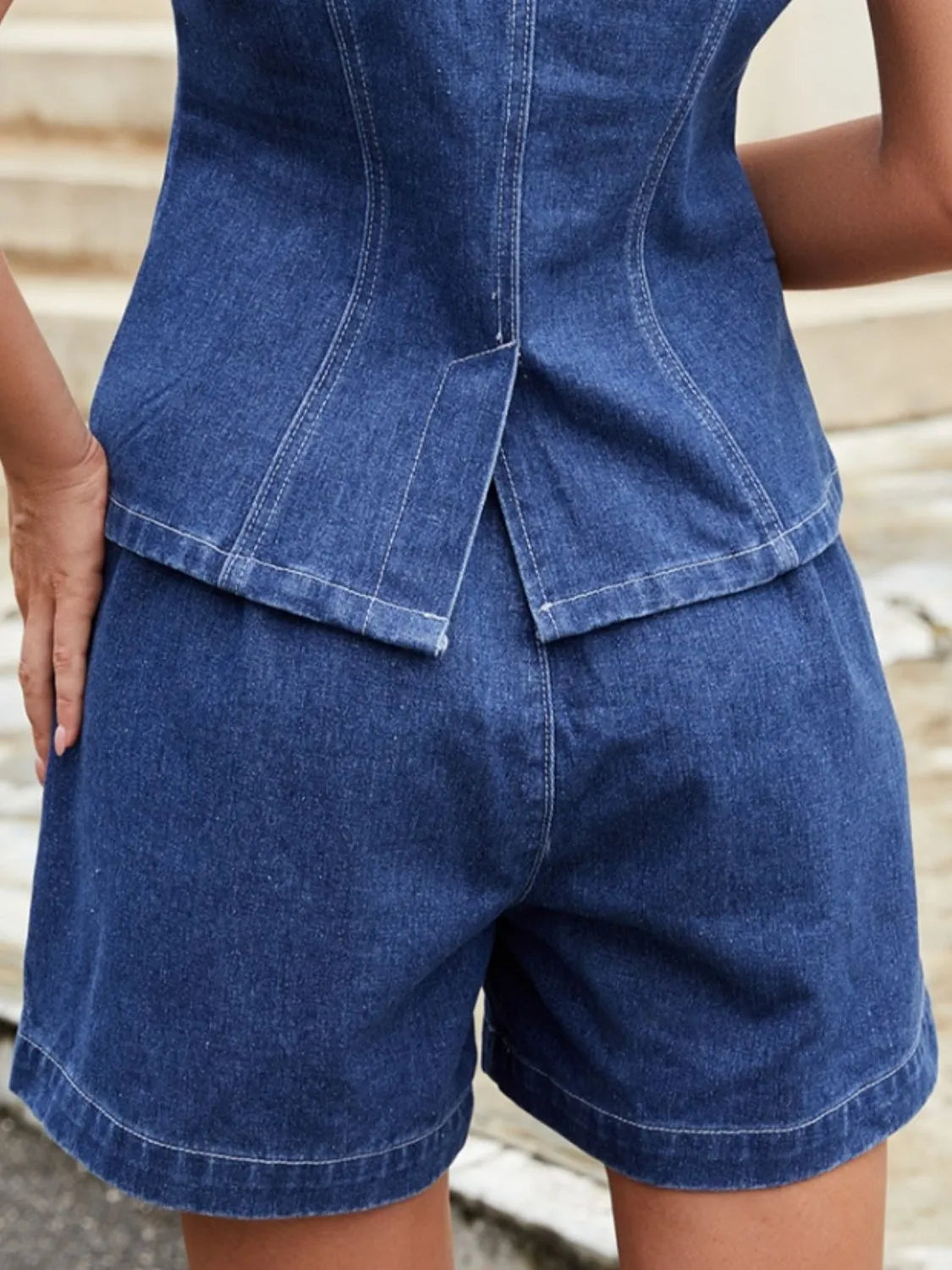 High-Waisted Denim Shorts - Fashorio