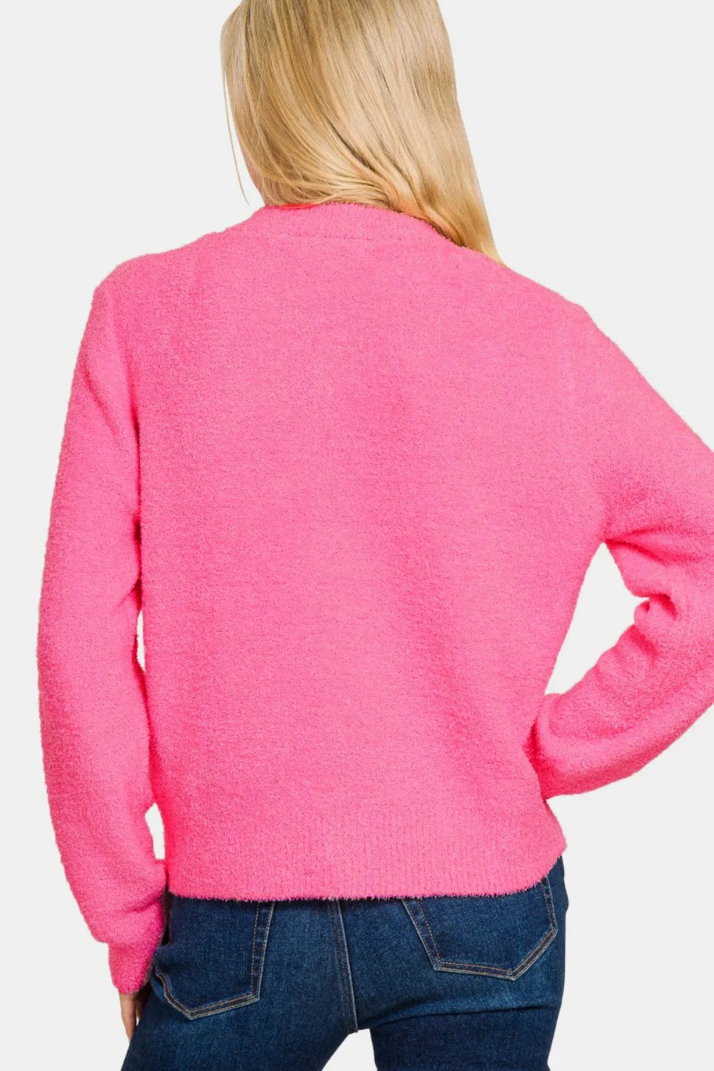 Zenana Button Down Long Sleeve Sweater Cardigan - Fashorio