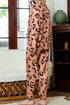 Leopard Round Neck Top and Drawstring Pants Lounge Set - Fashorio