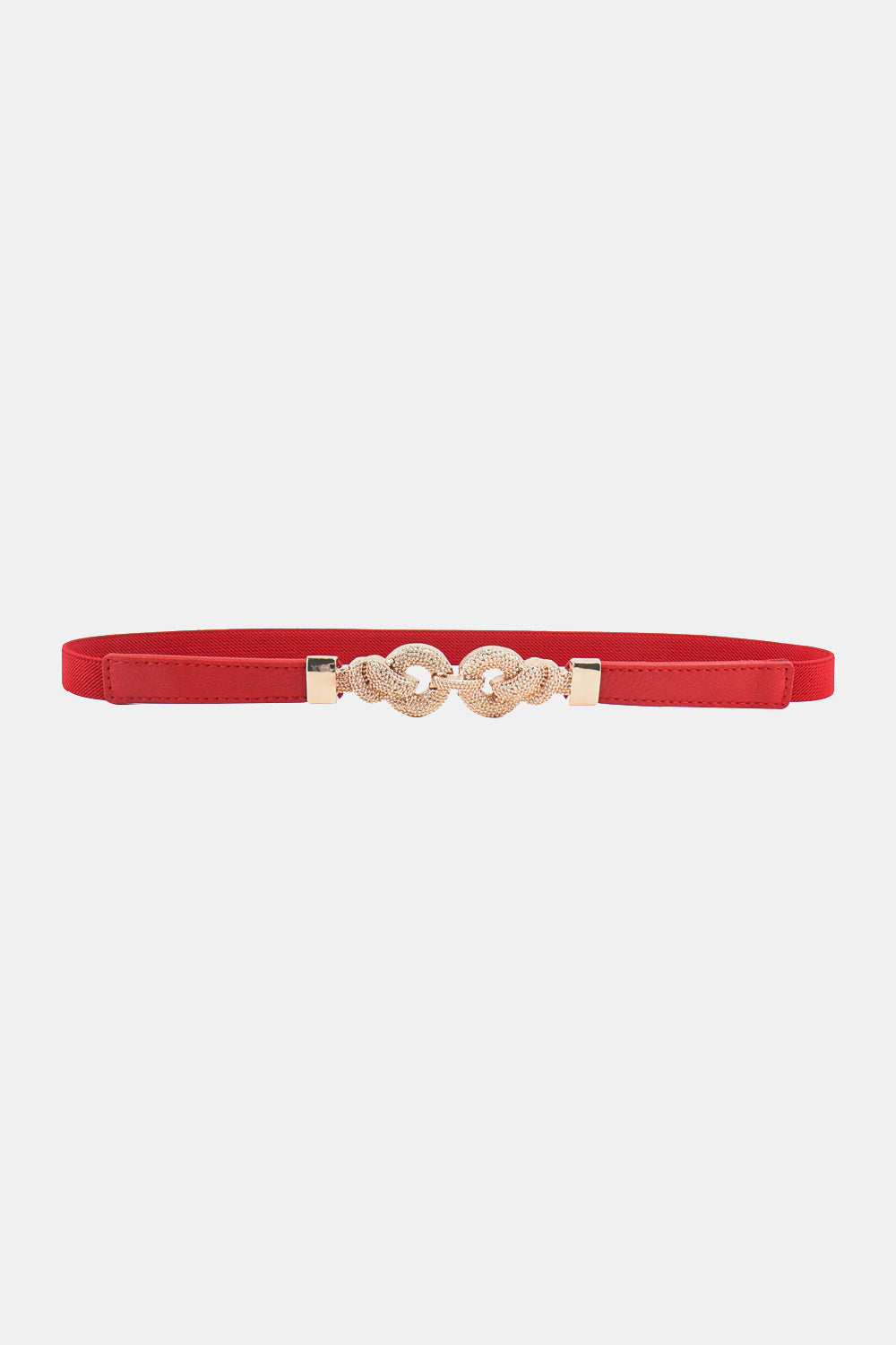 Zinc Alloy Buckle PU Leather Belt Red One Size - Fashorio