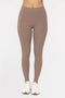 MONO B Soft Ribbed High Waisted Leggings DEEP TAUPE - Fashorio