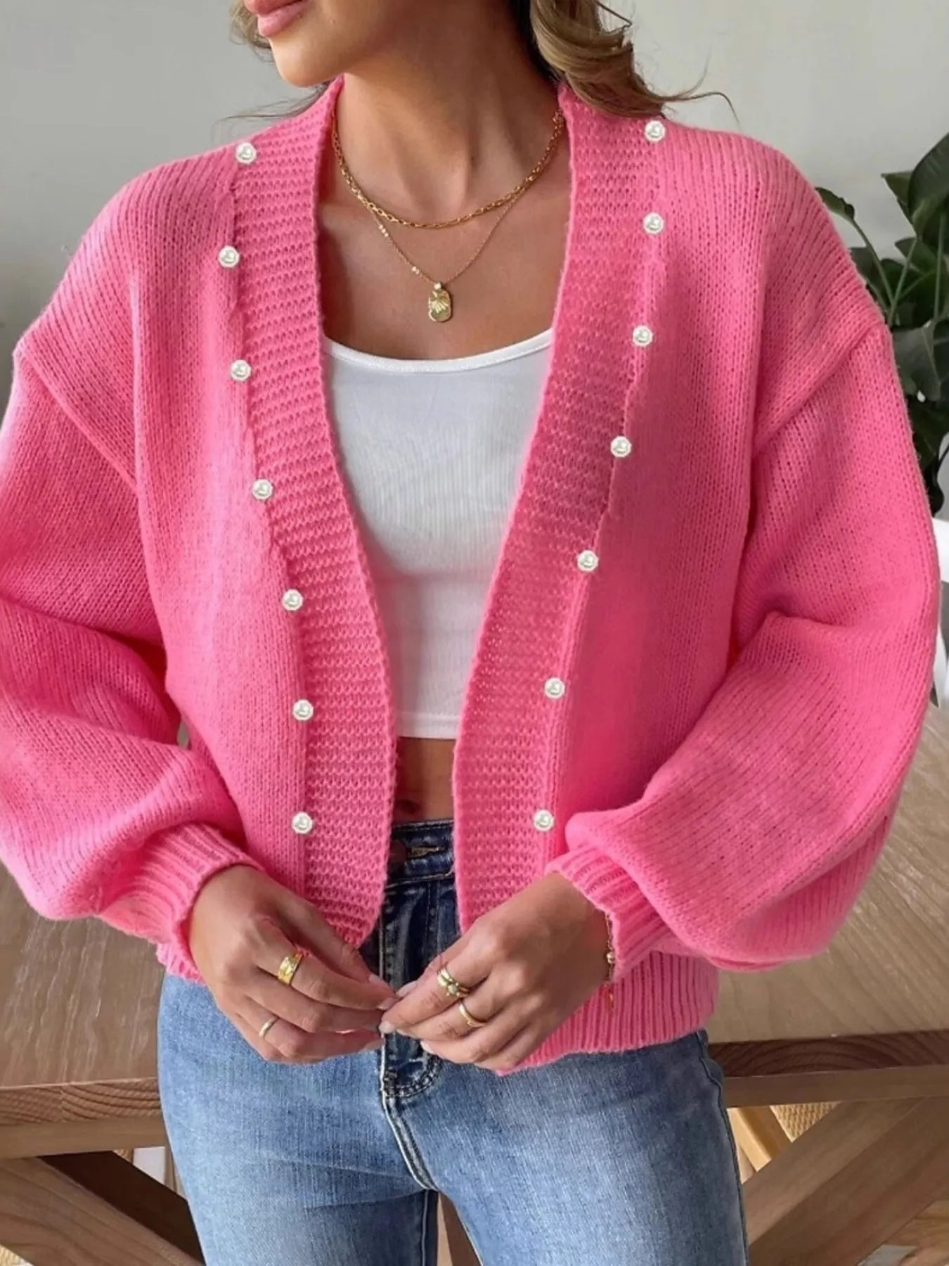Open Front Drop Shoulder Cardigan - Fashorio