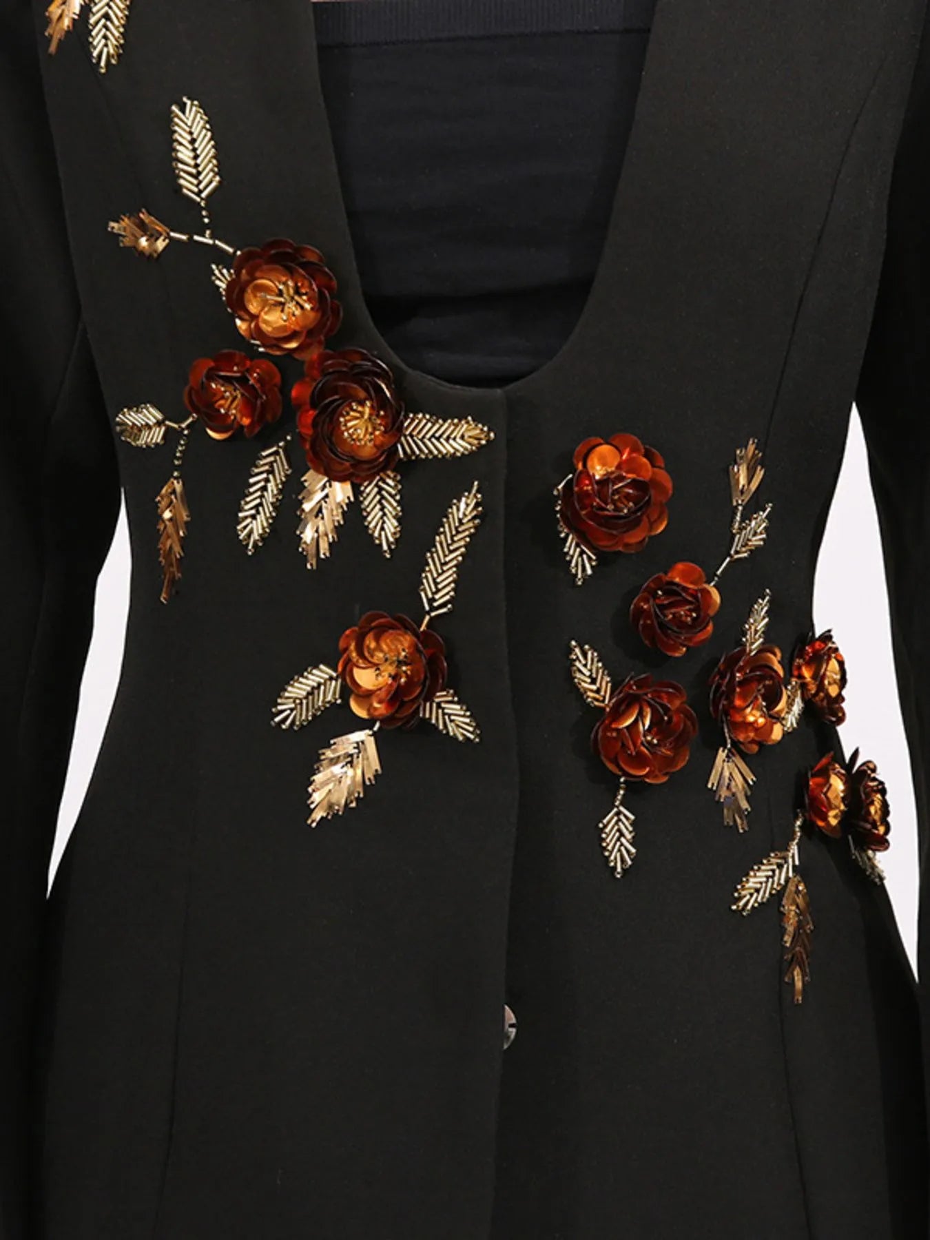 Embroidered Long Sleeve Blazer - Fashorio