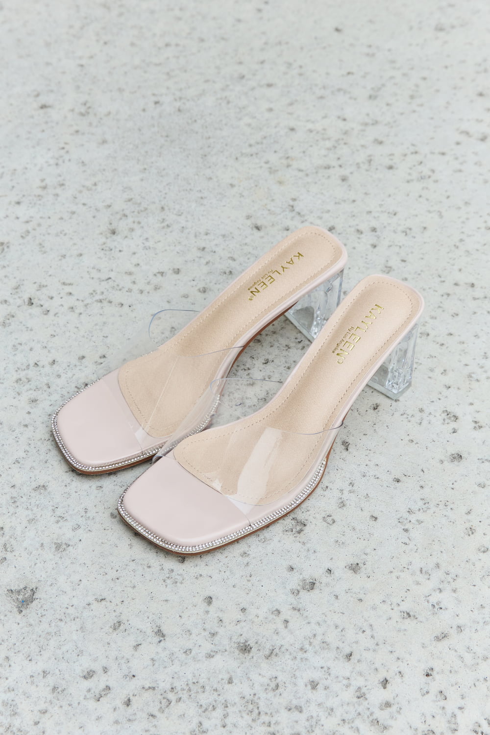 DDK Make Myself Clear Mule Block Heels - Fashorio