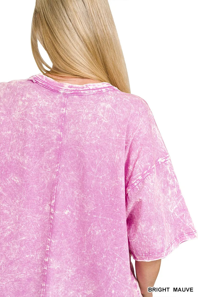 Zenana Acid Crinkle-Washed Oversized T-Shirt - Fashorio