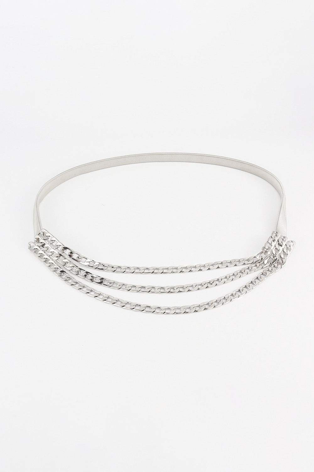 Metal Triple-Layered Chain Belt Silver One Size - Fashorio