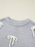 Bow Round Neck Short Sleeve Sweater - Fashorio