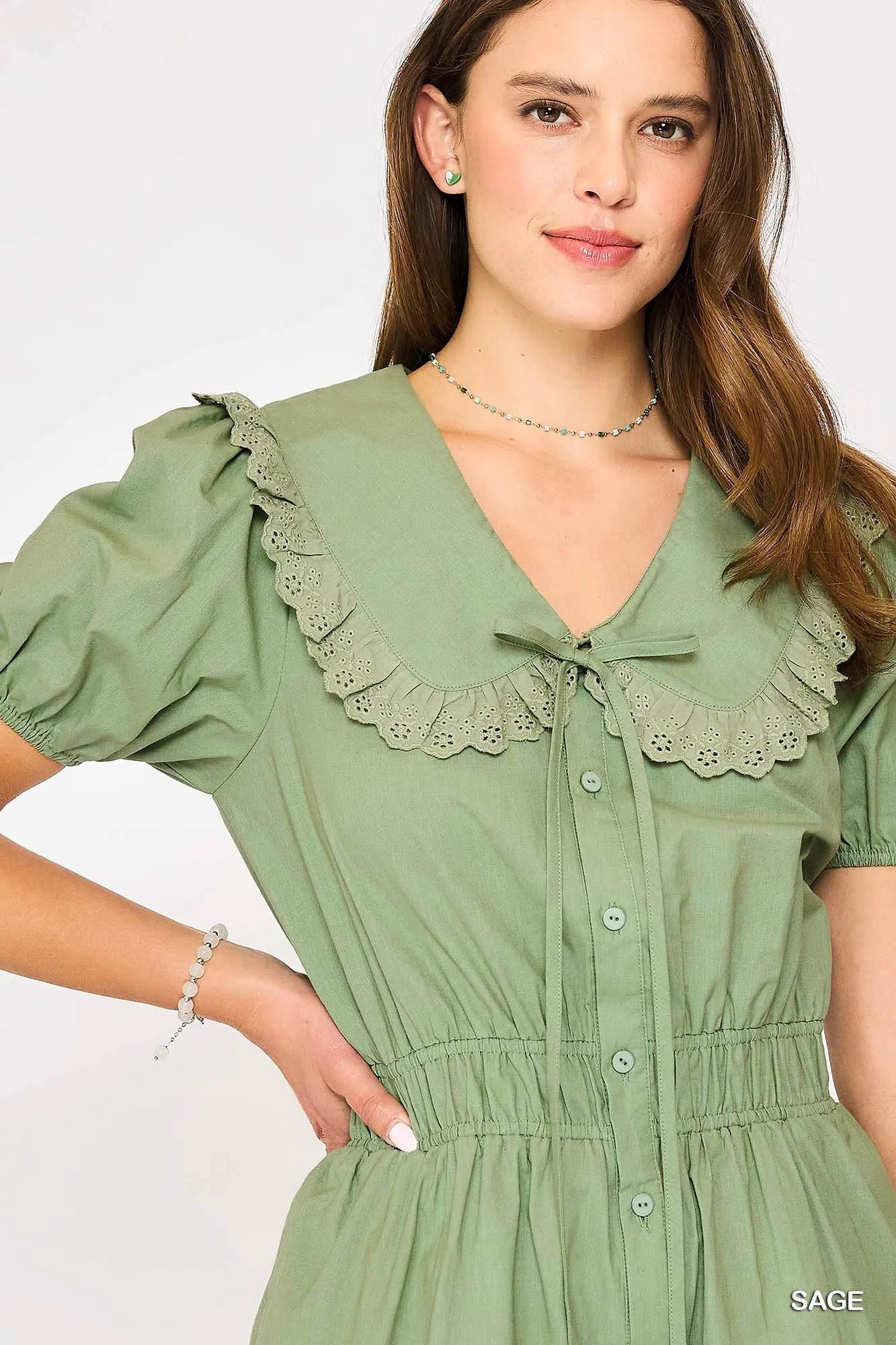 Umgee Collared Short Sleeve Button Down Romper - Fashorio