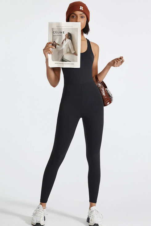 Crisscross Back Wide Strap Active Jumpsuit - Fashorio