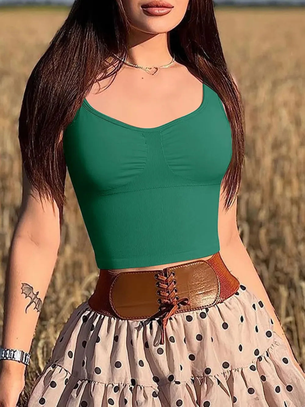 Wide Strap Active Tank Dark Green - Fashorio