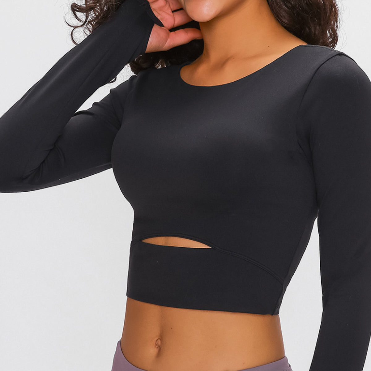 Millennia Long Sleeve Cropped Top With Sports Strap - Fashorio