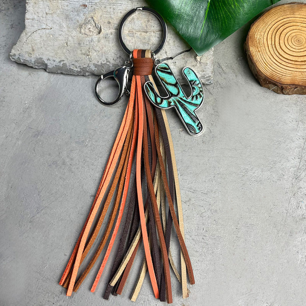 Cactus Keychain with Tassel Style E One Size - Fashorio