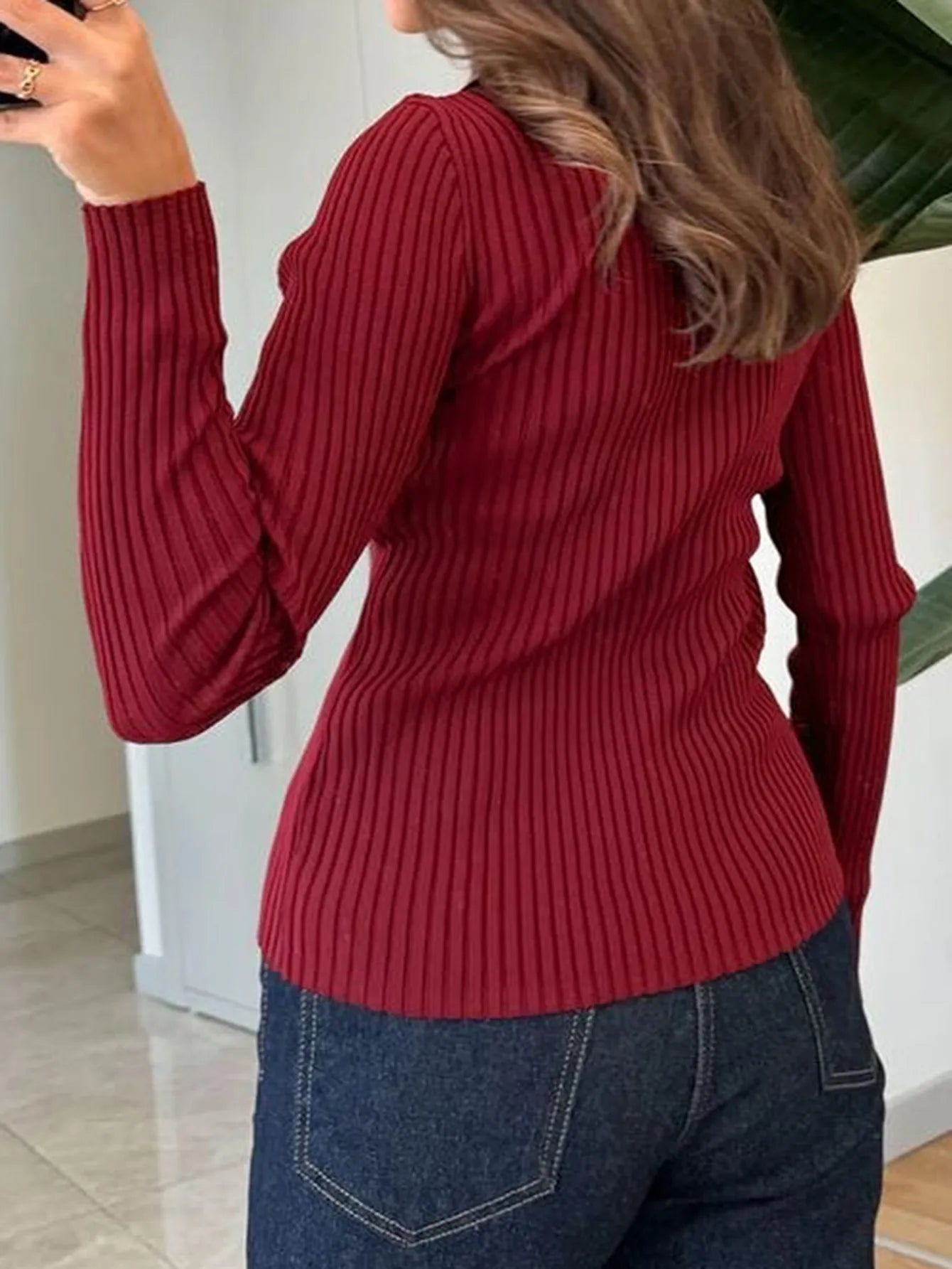 Ribbed Button-Front Long Sleeve Cardigan - Fashorio
