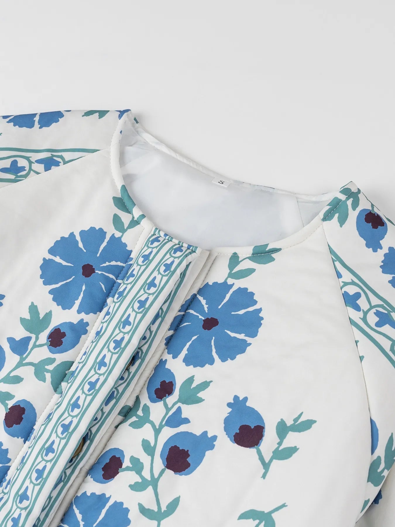 Printed Button Down Long Sleeve Winter Coat - Fashorio