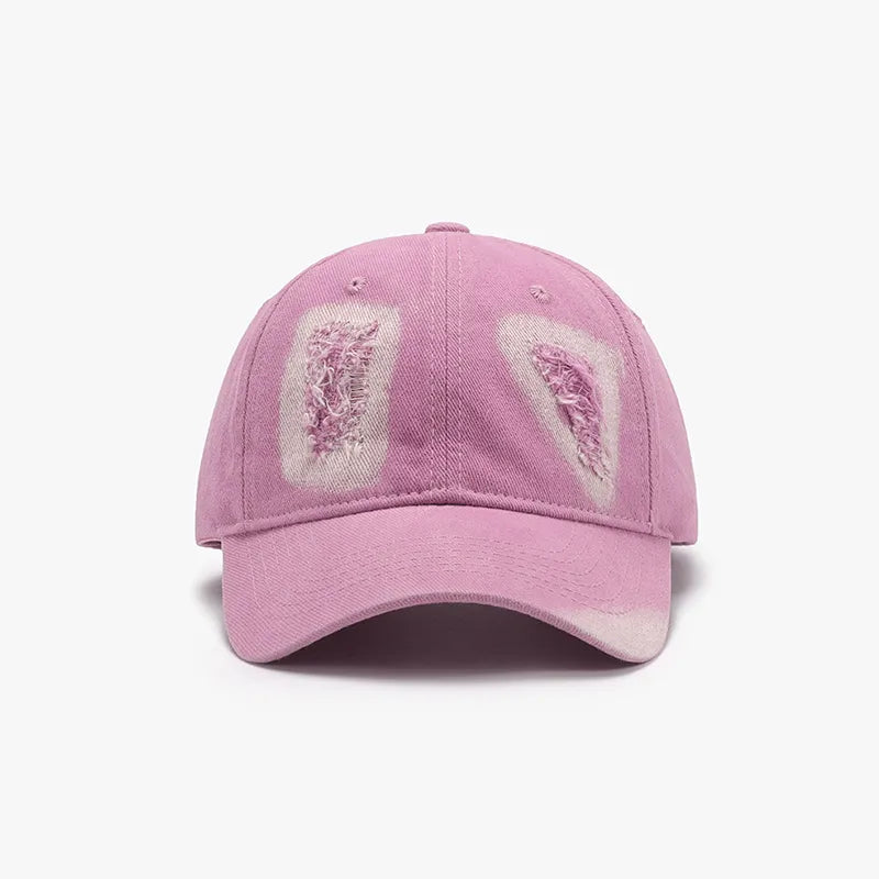 Distressed Cotton Baseball Cap Fuchsia Pink One Size - Fashorio
