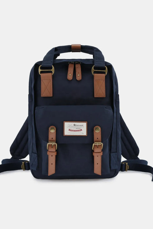Himawari Contrast Waterproof Nylon Backpack Bag Navy One Size - Fashorio