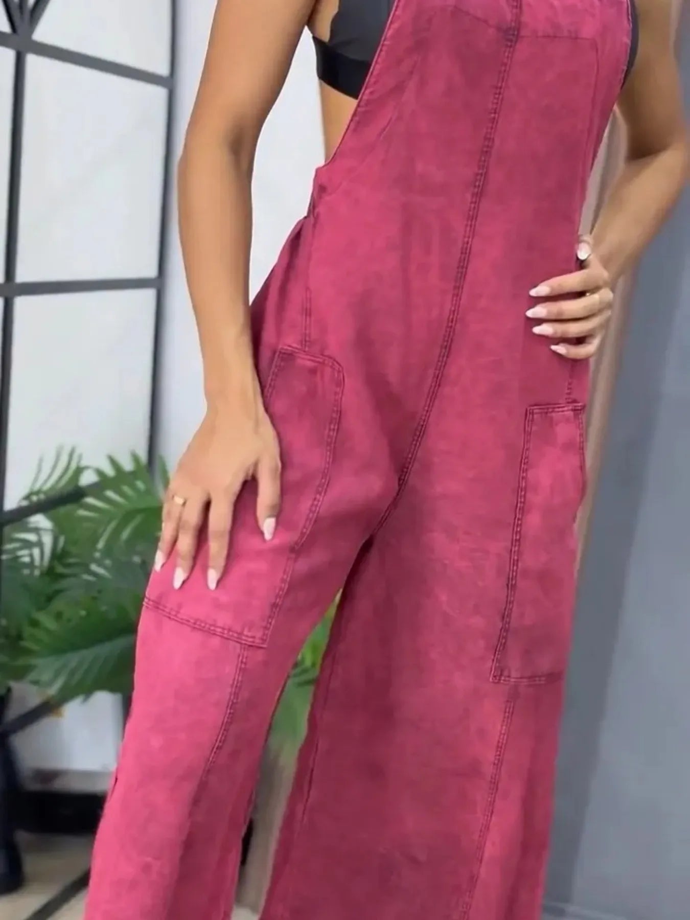 Full Size Wide Leg Washed Denim Overalls Plus Size - Fashorio