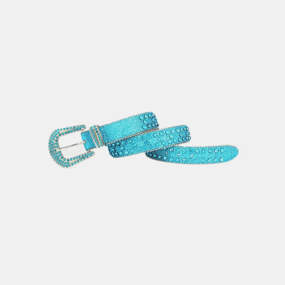 Rhinestone PU Leather Belt - Fashorio