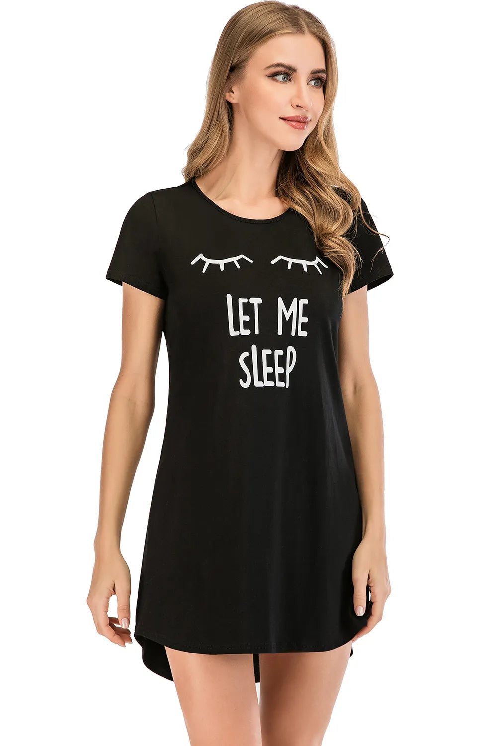 Graphic Round Neck Short Sleeve Lounge Dress - Fashorio