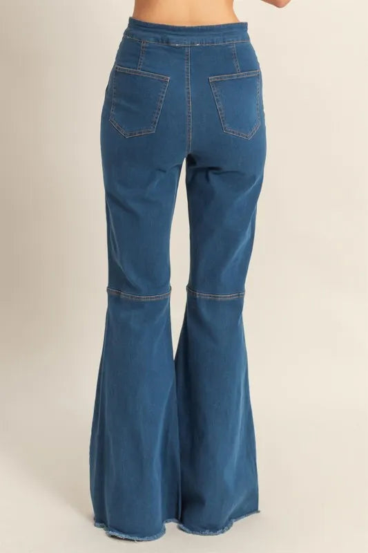 HYFVE Raw Hem High-Waist Washed Flared Jeans - Fashorio
